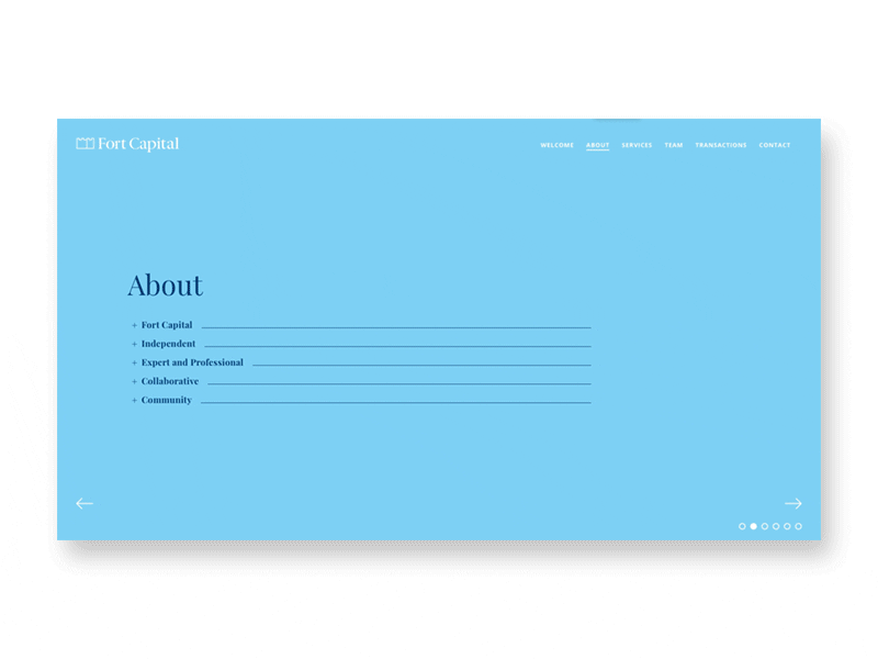 Fort Capital about accordion blue financial gif google fonts pale blue responsive typography web web design wordpress