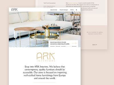 ARK Interiors Website clean furniture home pink typography ui design vancouver wordpress