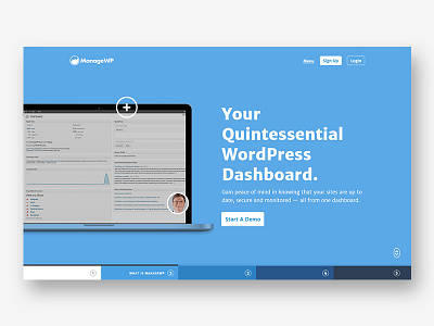 ManageWP blue dashboard responsive ui web website wordpress