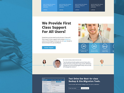 ManageWP blue design landing page sales ui ux web website wordpress