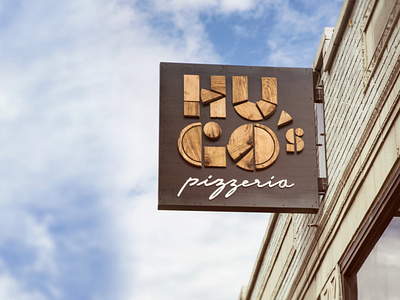 Hugo's Pizzeria box branding design illustration logo menu packaging pizza restaurant signage st. louis stl texture typography wood
