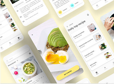 Food Recipe App Design android app branding concept dailyui design dribbbleshots figma food graphic design mobileapp prodesigner ui uidesigner uiux ux