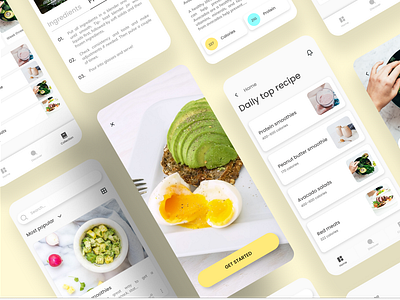 Food Recipe App Design android app branding concept dailyui design dribbbleshots figma food graphic design mobileapp prodesigner ui uidesigner uiux ux