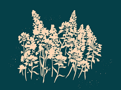 Wildflower Silhouette floral background floral design floral illustration flower illustration flowers nature illustration silhouette teal wildflowers