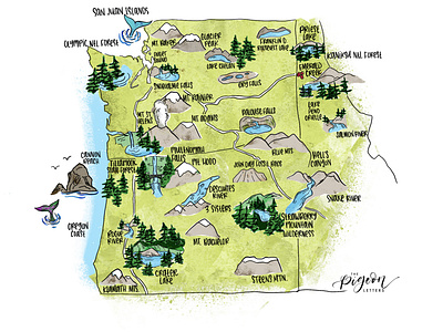 Pacific Northwest idaho illustrated map map map illustration northwest oregon pacific northwest pnw washington