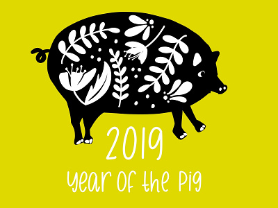 Year of the Pig 2019 chinese zodiac folk art pig