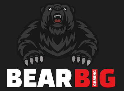 BearBigGaming Wallpaper bear bearbiggaming big design gaming grey logo red white