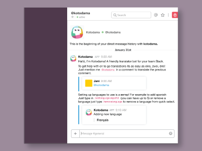 Kodama - Slack Bot App