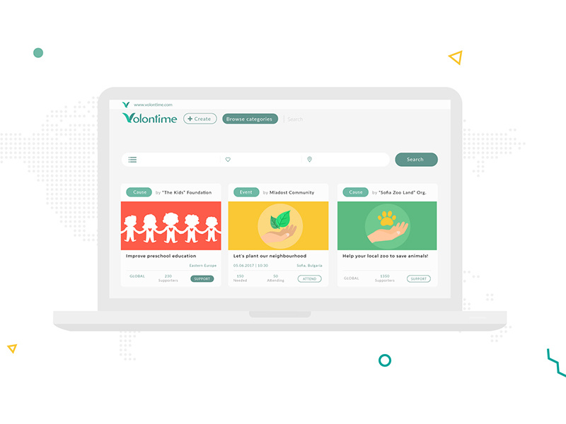 Volontime Social Network Web App motion graphics ux design web app events app donation campaigns causes volontime