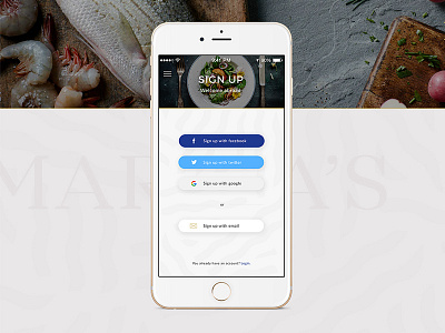 Sign Up Screen for Sea Food restaurant mobile app restaurant sea food sign up ui ux