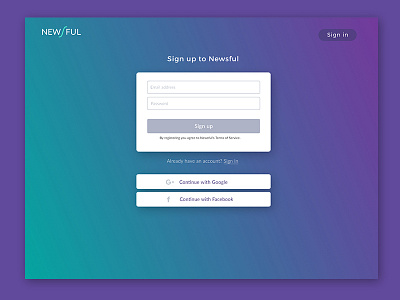Signup page - Newsful Web App financial sign in sign up signup web app