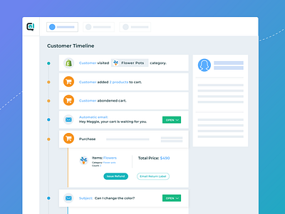 Customary - Customer Timeline & Dashboard app customer care customer support dashboard live chat support timeline ui ux web app