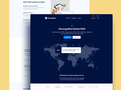 Global SMS Messaging design interface landing ui ux web