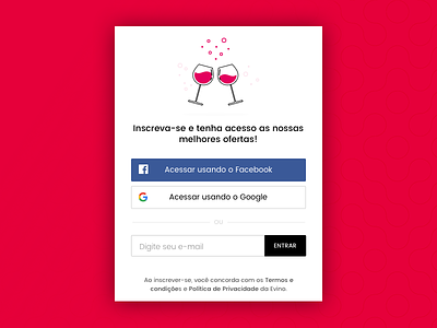 Social Login commence email facebook field icons illustration login modal red social ui wine