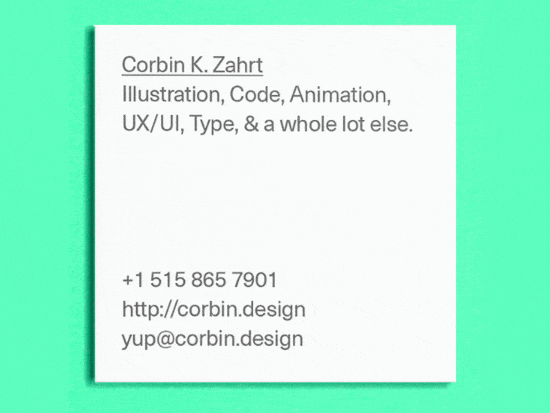 New business card animation business cards graphic design motion graphics typography