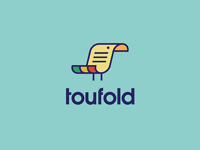 Toufold analog bird brand branding digital document duplication fold fun heisler identity logo logotype minimal paper sean simple toucan