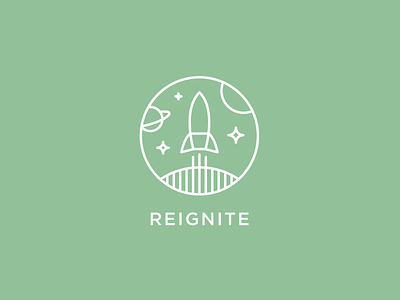 Reignite branding heisler icon identity logo. logotype program re rocket sean space