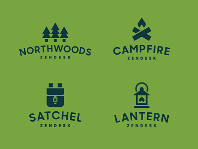 Zendesk Northwoods Teams badge campfire camping geometric identity lantern logo modern north pine satchel simple trees zendesk