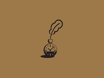 The Writers Vantage branding clock feather identity ink logo logotype saving time writer