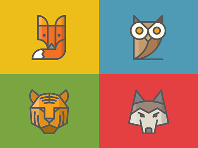 Zendesk Animal Icons animals branding fox fun icons identity logo logotype owl tiger wolf