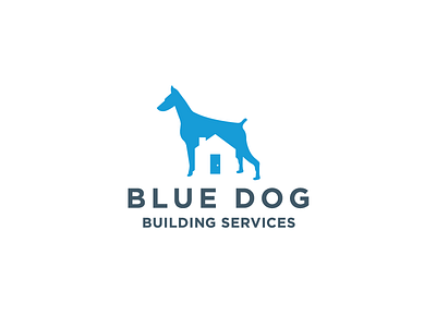 Blue Dog Building Services branding building construction dog door heisler house identity logo logotype negative sean