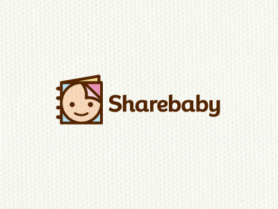 Sharebaby logo logotype symbol identity baby share book social media smile fun simple modern minimal