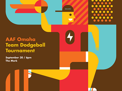 AAF Omaha Dodge & Burn Dodgeball Tournament Poster dodgeball geometric heisler illustration modern pattern poster