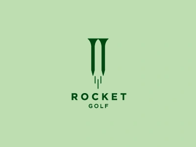 Rocket Golf fun golf identity logo logotype minimal modern negative rocket simple space tee