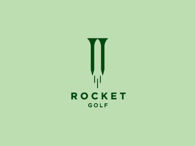 Rocket Golf fun golf identity logo logotype minimal modern negative rocket simple space tee