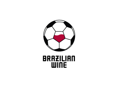 Brazilian Wine logo logotype minimal simple soccer ball wine glass