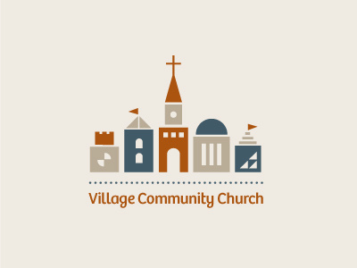 Village Community Church church cross fun identity logo logotype minimal modern simple town village