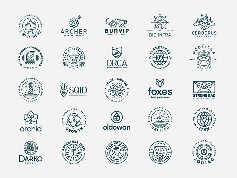 Zendesk Departmental Team Logos department heisler zendesk badge team monoline minimal modern branding identity logo