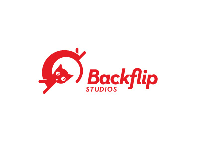 Backflip Studios app cat flip game identity logo logotype minimal modern simple studio
