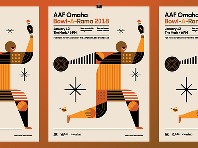 AAF Omaha Bowl-A-Rama 2018 Poster aaf ball bowling heisler modern pattern poster vintage