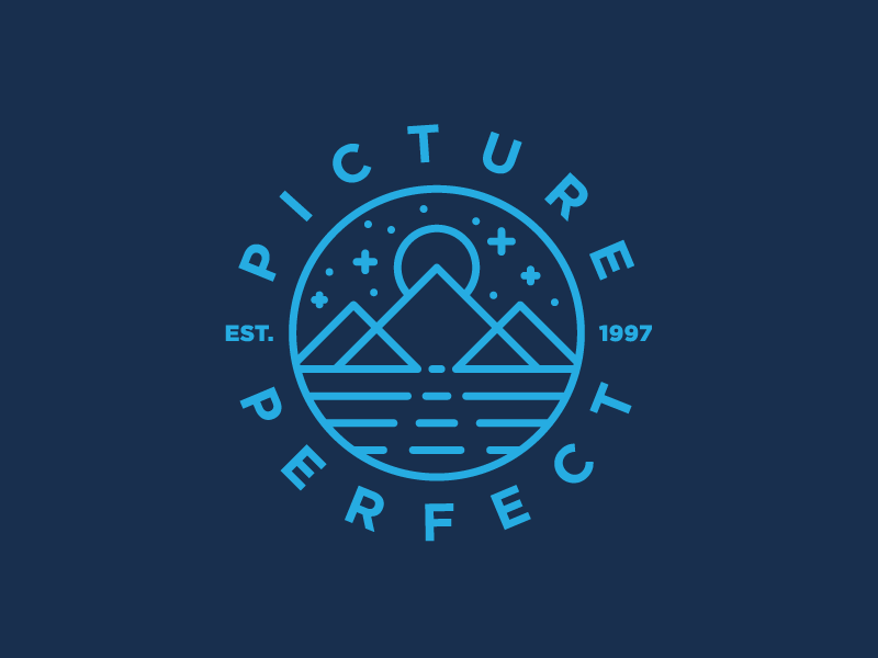 Picture Perfect symbology monoline water mountain moon commercial simple minimal modern heisler identity logo