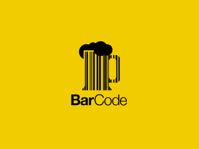 BarCode bar beer code fun identity logo logotype minimal modern mug