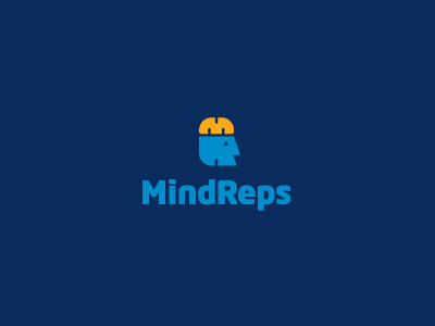 MindReps brain head identity knowledge logo logotype m minimal modern r repetition simple