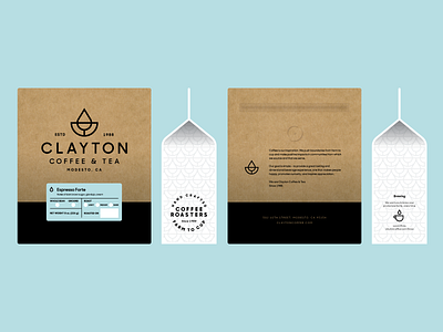 Clayton Coffee & Tea Bag Design coffee heisler kraft label logo minimal modern packaging simple tea