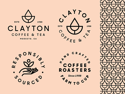 Clayton Coffee & Tea Brand Elements badge branding coffee heisler identity logo minimal modern pattern simple tea