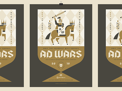 AAF Omaha Ad Wars event poster design advertising crown heisler horse medieval pencil poster sword trivia wars