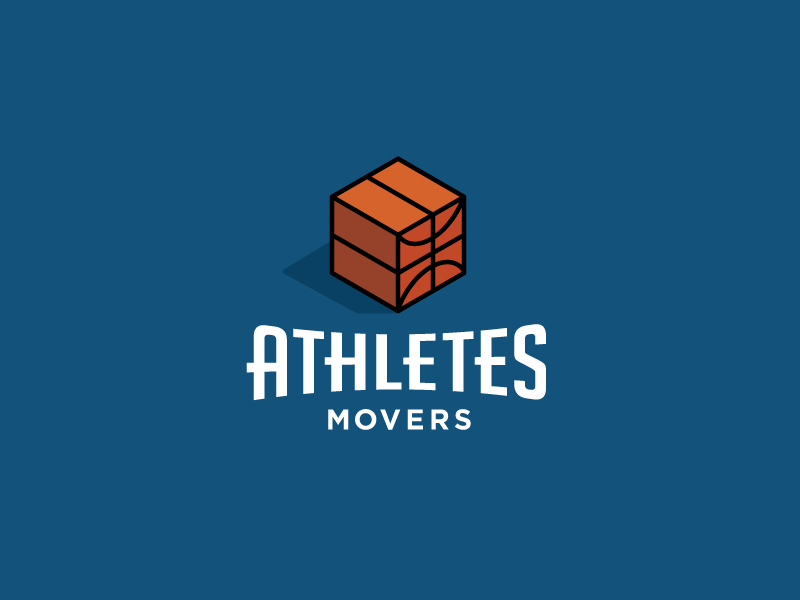 Athletes Movers 2 logo logotype identity simple minimal modern sports basketball box movers athletes fun