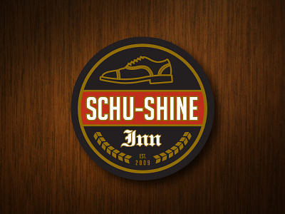 Schu-Shine Inn badge bar beer fun identity inn logo logotype minimal modern shine shoe wheat