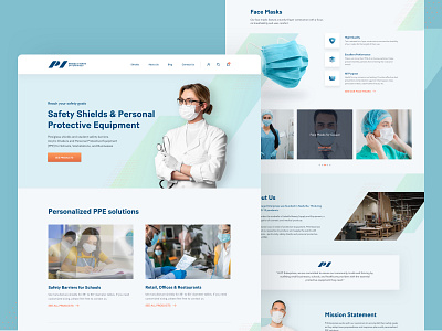 Protective Equipment Web Design blue design hero ui ux web design