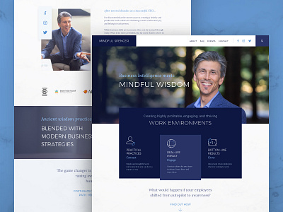 Mindful Spencer Web Design blue design mindfulness personal branding photoshop sketch ui ux web design