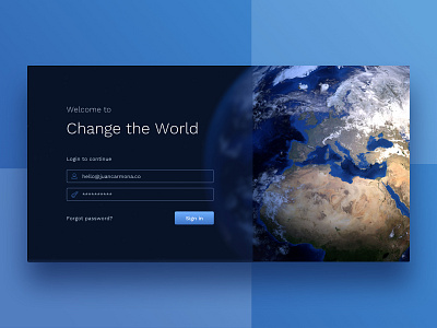 Change the World - Login Dark blue dark blue design login page ui ux web design world