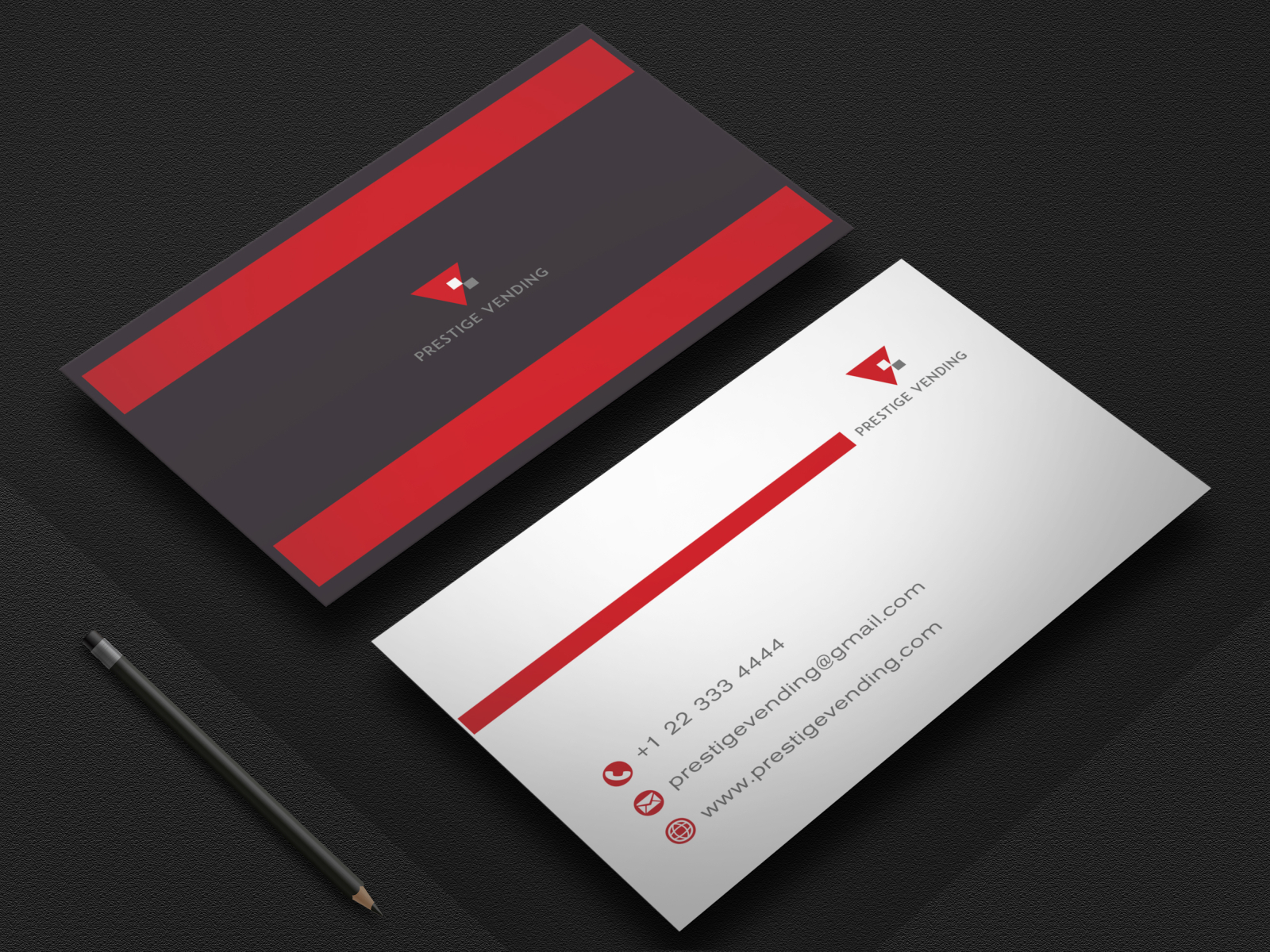 Business Card for Prestige Vending by Rameen Intizar on Dribbble