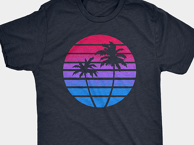 Tropicalia cotton bureau design illustration logo neon palm palm tree retro