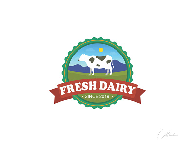 Fresh Dairy Logo branding business logo cow logo creative logo design graphic design il illustration logo logo design logo sketch professional logo typography ui ux vector