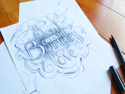 Sketch | Boundless Love lettering pen sketching stippling