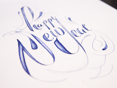 Sketch | New Year blue hand lettering lettering pen typography